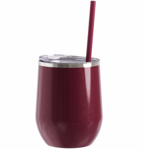 SALE!!!! Wine Tumbler - 12 Oz Steel Wine Tumbler, Swig Inspired Wine Cup,  Double Wall Stainless Wine Tumbler with Lid & Straw