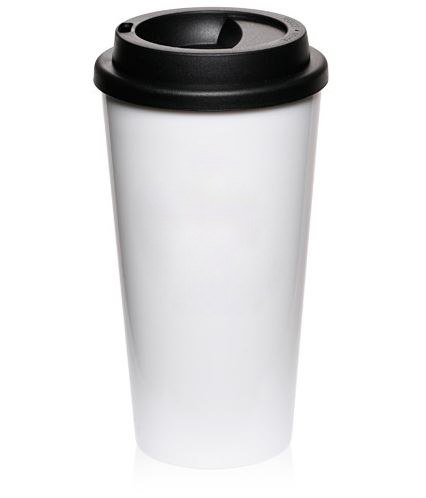 Plastic Coffee Tumbler - Coffee House-Style To-Go Tumbler - 16 OZ Double Wall White Starbucks Inspired Tumbler With Black Screw On Lid, Starbucks Inspired Coffee Cup