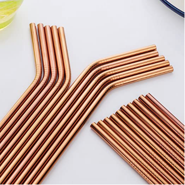 Rose Gold Stainless Steel Drinking Straw - 10.5