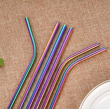 Rainbow Stainless Steel Reusable Straw - Straight or Bent style