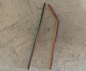 Rainbow Stainless Steel Reusable Straw - Straight or Bent style