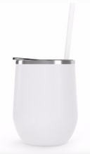 Wine Tumbler - 12 Oz Steel Wine Tumbler, Swig Inspired Wine Cup,  Double Wall Stainless Wine Tumbler with Lid & Straw
