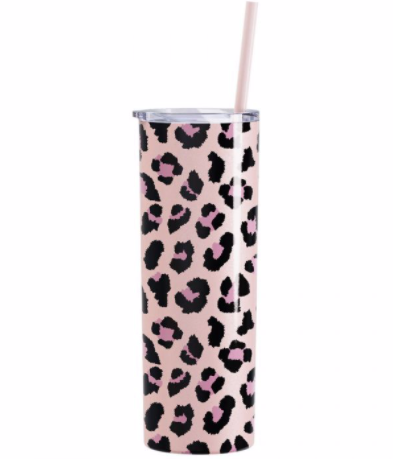 Pink and Black Leopard Print / 20 Ounce Stainless Steel Skinny