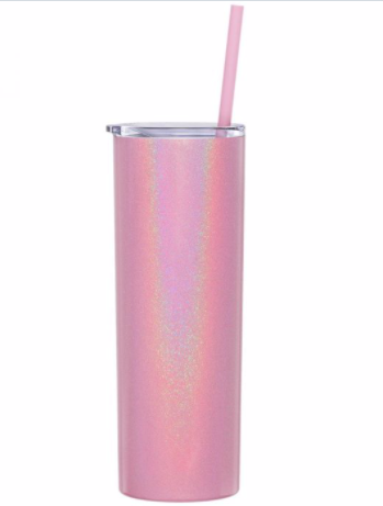 20oz Stainless Steel Tumbler Straw & Lid - Shimmer Pink